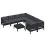 Garden furniture 9 pieces and black pine wood cushions by vidaXL, Garden sets - Ref: Foro24-3096981, Price: 854,53 €, Discoun...