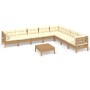 Garden furniture 9 pieces and cushions honey brown pine wood by vidaXL, Garden sets - Ref: Foro24-3096812, Price: 822,99 €, D...