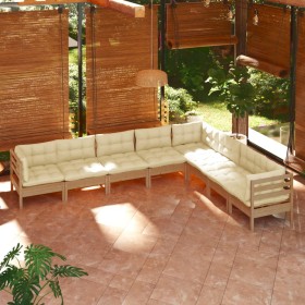 Muebles de jardín 8 pzas y cojines madera de pino marrón miel de vidaXL, Conjuntos de jardín - Ref: Foro24-3096806, Precio: 7...