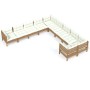 Garden furniture set 10 pieces and cushions made of honey brown pine wood. by vidaXL, Garden sets - Ref: Foro24-3097010, Pric...