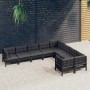 9-teilige Gartenmöbel und Kissen aus schwarzem Zirbenholz von vidaXL, Gartensets - Ref: Foro24-3096987, Preis: 867,29 €, Raba...