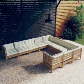 Gartenmöbel 10 Stk. und Kissen Zirbenholz honigbraun von vidaXL, Gartensets - Ref: Foro24-3096998, Preis: 945,99 €, Rabatt: %