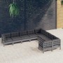 9 Stk. Gartenmöbel und Kissen aus grauem Kiefernholz von vidaXL, Gartensets - Ref: Foro24-3096985, Preis: 841,94 €, Rabatt: %