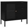 Stahlschrank und gehärtetes schwarzes Glas 75x35x70 cm von vidaXL, Sideboards - Ref: Foro24-336073, Preis: 165,17 €, Rabatt: %