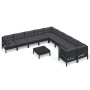 Garden furniture 11 pieces and black pine wood cushions by vidaXL, Garden sets - Ref: Foro24-3097017, Price: 1,00 €, Discount: %