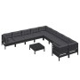 Garden furniture 11 pieces and black pine wood cushions by vidaXL, Garden sets - Ref: Foro24-3097017, Price: 1,00 €, Discount: %