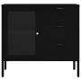 Stahlschrank und gehärtetes schwarzes Glas 75x35x70 cm von vidaXL, Sideboards - Ref: Foro24-336073, Preis: 165,17 €, Rabatt: %