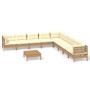 Garden furniture 10 pieces and cushions honey brown pine wood by vidaXL, Garden sets - Ref: Foro24-3096824, Price: 944,99 €, ...