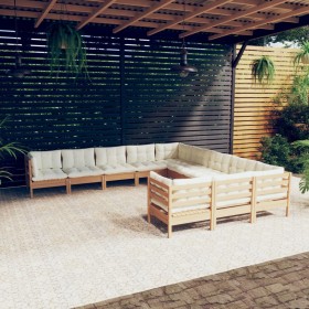 Garden furniture 11 pieces and cushions honey brown pine wood by vidaXL, Garden sets - Ref: Foro24-3097022, Price: 1,00 €, Di...