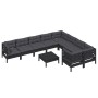 Muebles de jardín 10 pzas con cojines negro madera de pino de vidaXL, Conjuntos de jardín - Ref: Foro24-3096993, Precio: 988,...