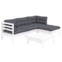 Garden furniture 5 pieces with white pine wood cushions by vidaXL, Garden sets - Ref: Foro24-3096353, Price: 409,38 €, Discou...