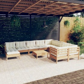 Garden furniture 11 pieces and cushions honey brown pine wood by vidaXL, Garden sets - Ref: Foro24-3097040, Price: 1,00 €, Di...