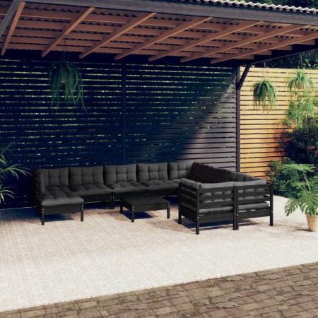 Garden furniture 11 pieces with black pine wood cushions by vidaXL, Garden sets - Ref: Foro24-3097041, Price: 1,00 €, Discoun...