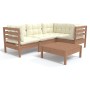 Garden furniture 5 pieces and cushions honey brown pine wood by vidaXL, Garden sets - Ref: Foro24-3096379, Price: 476,99 €, D...