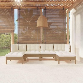 Garden furniture 6 pieces and cushions honey brown pine wood by vidaXL, Garden sets - Ref: Foro24-3097082, Price: 555,26 €, D...