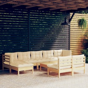 Garden furniture 10 pieces cream pine wood cushions by vidaXL, Garden sets - Ref: Foro24-3097109, Price: 803,36 €, Discount: %