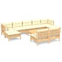 Garden furniture 10 pieces cream pine wood cushions by vidaXL, Garden sets - Ref: Foro24-3097109, Price: 804,07 €, Discount: %