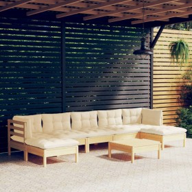 Garden furniture 8 pieces cream pine wood cushions by vidaXL, Garden sets - Ref: Foro24-3097097, Price: 683,42 €, Discount: %