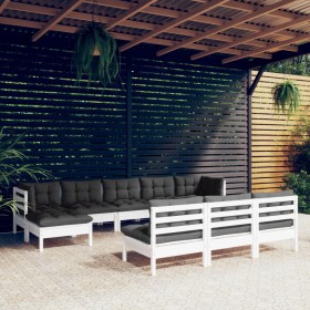 Garden furniture 10 pieces with white pine wood cushions by vidaXL, Garden sets - Ref: Foro24-3097116, Price: 855,05 €, Disco...