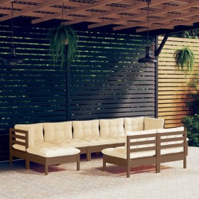 Garden furniture 9 pieces and cushions honey brown pine wood by vidaXL, Garden sets - Ref: Foro24-3097106, Price: 806,72 €, D...