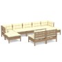 Muebles de jardín 9 pzas y cojines madera de pino marrón miel de vidaXL, Conjuntos de jardín - Ref: Foro24-3097106, Precio: 8...