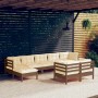 Garden furniture 9 pieces and cushions honey brown pine wood by vidaXL, Garden sets - Ref: Foro24-3097130, Price: 836,47 €, D...