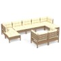 Garden furniture 9 pieces and cushions honey brown pine wood by vidaXL, Garden sets - Ref: Foro24-3097130, Price: 836,47 €, D...