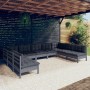 Garden furniture 9 pieces and gray cushions solid pine wood by vidaXL, Garden sets - Ref: Foro24-3097177, Price: 852,15 €, Di...