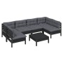 Garden furniture 7 pieces and cushions black solid pine wood by vidaXL, Garden sets - Ref: Foro24-3097161, Price: 630,29 €, D...