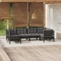 Muebles de jardín 6 pzas con cojines negro madera maciza pino de vidaXL, Conjuntos de jardín - Ref: Foro24-3096542, Precio: 5...