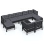 Muebles de jardín 10 pzas con cojines negro madera maciza pino de vidaXL, Conjuntos de jardín - Ref: Foro24-3097137, Precio: ...