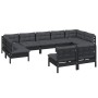 Garden furniture 9 pieces and cushions black solid pine wood by vidaXL, Garden sets - Ref: Foro24-3097203, Price: 875,57 €, D...