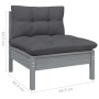 Muebles de jardín 9 pzas y cojines gris madera maciza de pino de vidaXL, Conjuntos de jardín - Ref: Foro24-3097201, Precio: 8...