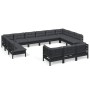 13-piece garden furniture set with black cushions made of pine wood by vidaXL, Garden sets - Ref: Foro24-3097287, Price: 1,00...