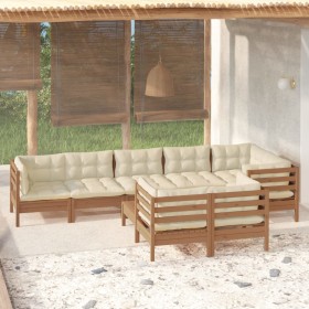 Muebles de jardín 9 pzas y cojines madera de pino marrón miel de vidaXL, Conjuntos de jardín - Ref: Foro24-3096511, Precio: 8...