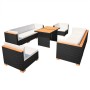 Set muebles de jardín 10 piezas y cojines ratán sintético negro de vidaXL, Conjuntos de jardín - Ref: Foro24-42753, Precio: 1...