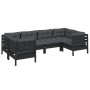 Garden furniture 6 pieces with black pine wood cushions by vidaXL, Garden sets - Ref: Foro24-3097299, Price: 557,64 €, Discou...