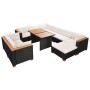 Set muebles de jardín 10 piezas y cojines ratán sintético negro de vidaXL, Conjuntos de jardín - Ref: Foro24-42753, Precio: 1...