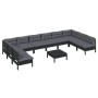 Garden furniture set, 11 pieces, with black cushions, made of solid pine wood. by vidaXL, Garden sets - Ref: Foro24-3097197, ...