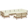 Garden furniture 9 pieces and cushions honey brown pine wood by vidaXL, Garden sets - Ref: Foro24-3097202, Price: 838,68 €, D...