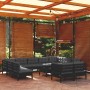 Muebles de jardín 12 pzas con cojines negro madera maciza pino de vidaXL, Conjuntos de jardín - Ref: Foro24-3097269, Precio: ...