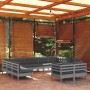 Garden furniture 11 pieces and gray cushions solid pine wood by vidaXL, Garden sets - Ref: Foro24-3097261, Price: 1,00 €, Dis...