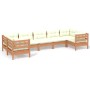 Garden furniture 7 pieces and cushions honey brown pine wood by vidaXL, Garden sets - Ref: Foro24-3097310, Price: 659,99 €, D...