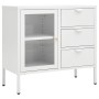 Steel and white tempered glass sideboard 75x35x70 cm by vidaXL, Sideboards - Ref: Foro24-336074, Price: 112,32 €, Discount: %