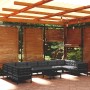 Muebles de jardín 11 pzas con cojines negro madera de pino de vidaXL, Conjuntos de jardín - Ref: Foro24-3097341, Precio: 1,00...