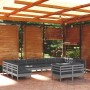 Muebles de jardín 12 pzas y cojines gris madera maciza de pino de vidaXL, Conjuntos de jardín - Ref: Foro24-3097273, Precio: ...