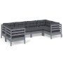 6-piece garden furniture set with gray pine wood cushions by vidaXL, Garden sets - Ref: Foro24-3097297, Price: 527,84 €, Disc...