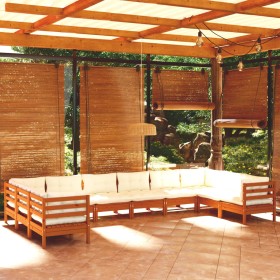 Muebles de jardín 10 pzas y cojines madera de pino marrón miel de vidaXL, Conjuntos de jardín - Ref: Foro24-3097334, Precio: ...