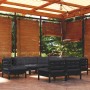 Muebles de jardín 9 pzas y cojines negro madera maciza de pino de vidaXL, Conjuntos de jardín - Ref: Foro24-3096747, Precio: ...