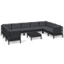 Garden furniture 10 pieces with black pine wood cushions by vidaXL, Garden sets - Ref: Foro24-3097329, Price: 988,16 €, Disco...